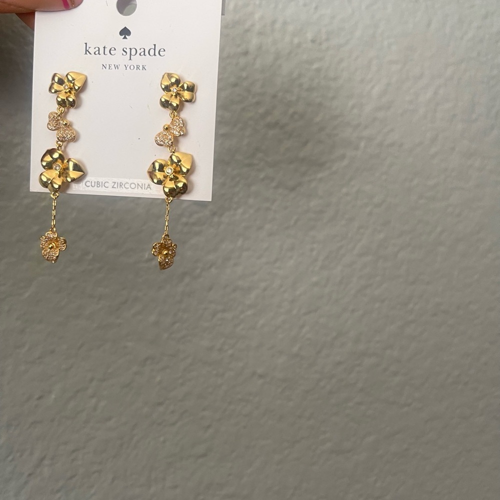 Kate Spade Gold Floral Statement Earrings - Picture 4 of 6